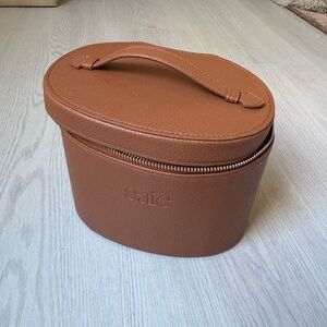 Saie Tan Leather Makeup Bag